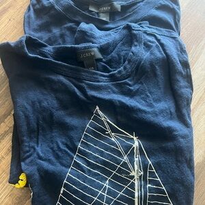 J.Crew Dark Blue Tee with White Sailboat Design